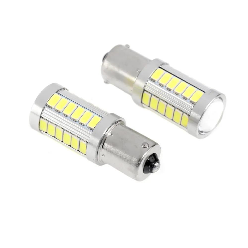 1156 P21W BA15S LED Turn Signal Light Rear/Front, Side Maker Light Bulbs 20W 4000LM 3500K Amber 33LED Series | 2 Bulbs