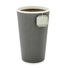 16 oz Gray Paper Coffee Cup - Ripple Wall - 3 1/2" x 3 1/2" x 5 1/2" - 25 count box