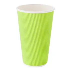 20 oz Eco Green Paper Coffee Cup - Ripple Wall - 3 1/2" x 3 1/2" x 6 1/4" - 10 count box