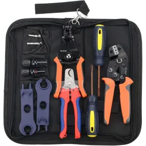 2.5/4/6mm² Solar PV Cable Crimping Tool Kit with Wire Stripper, Wire Cutter, Solar Spanner and Connectors