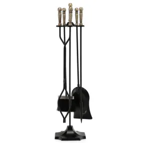 31 inch 5 Pieces Metal Fireplace Tool Set with Stand-Bronze