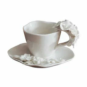 3D Floral Ceramic Coffee Cup