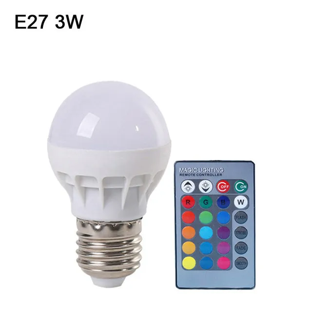 3W 5W 7W 10W RGB LED Bulb E27 E14 GU10 AC 110V 220V LED lamp with IR Remote Control Dimmer Holiday Decor Colorful Night lighting