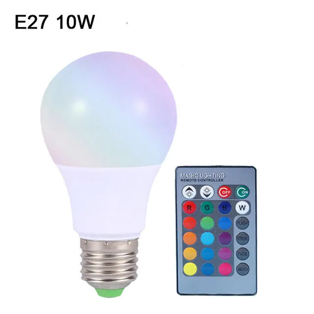 3W 5W 7W 10W RGB LED Bulb E27 E14 GU10 AC 110V 220V LED lamp with IR Remote Control Dimmer Holiday Decor Colorful Night lighting