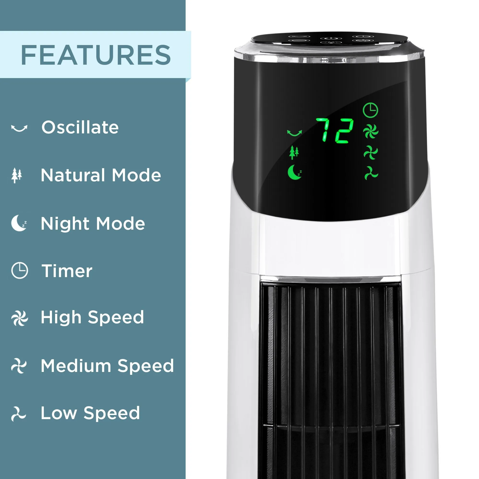 47in Oscillating Tower Fan w/ 3 Adjustable Speeds &  3 Modes, Remote, Timer