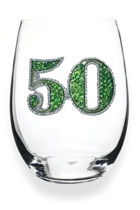 50th Birthday Jeweled Stemless