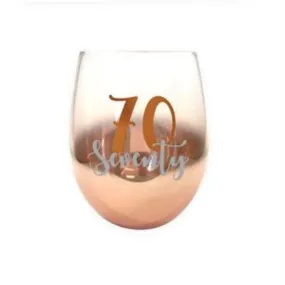 70 Rose Gold Ombre Stemless Wine Glass - 600ml