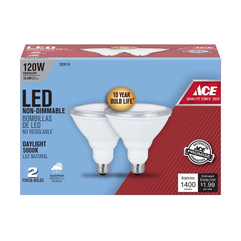 Ace PAR38 E26 (Medium) LED Bulb Daylight 120 Watt Equivalence 2 pk