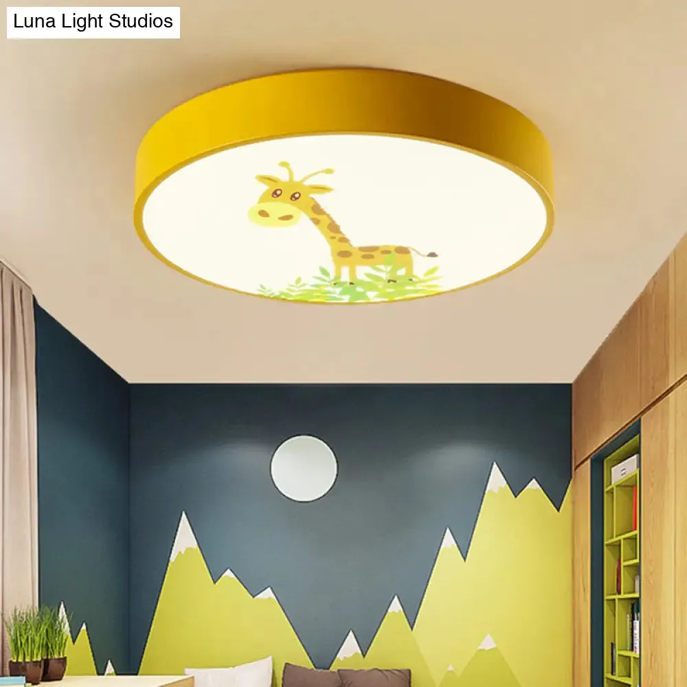 Adorable Giraffe-themed Yellow LED Ceiling Mount Light for Baby Bedroom