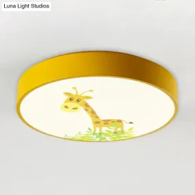 Adorable Giraffe-themed Yellow LED Ceiling Mount Light for Baby Bedroom