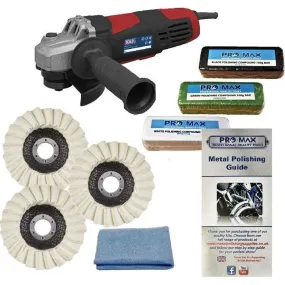 Angle Grinder Sealey 750W With 7pc Steel & Stainless Steel Polishing Kit - Pro-Max