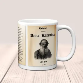 Anna Karenina by Leo Tolstoy Mug. Coffee Mug with Anna Karenina (English version) book Title and Book Pages,Bookish Gift,Literature Mug