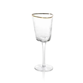 Aperitivo Triangular Wine Glass - Clear with Gold Rim