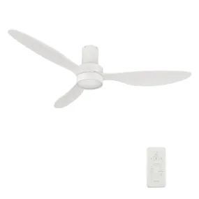 AURORA 52 inch 3-Blade Flush Mount Smart Ceiling Fan with LED Light Kit & Remote- White/White