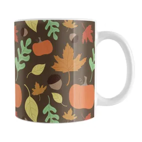 Autumn Pumpkins and Leaves Pattern - Fall Mug