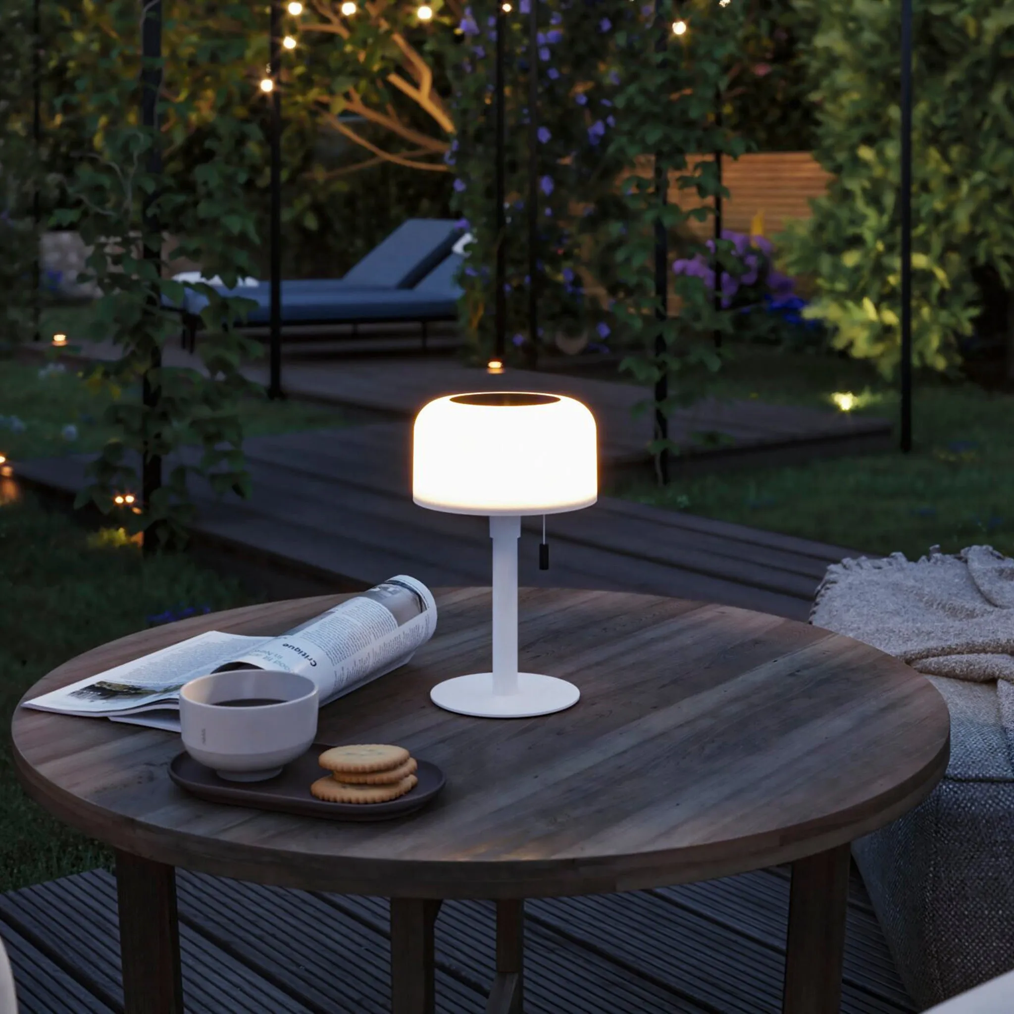 Bartja 1.6W LED Solar Table Lamp with 3-Step Dim in White