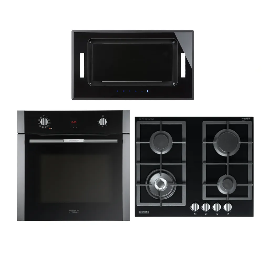 Baumatic Solari Oven and Gas Cooktop with Undermount Rangehood Pack 4