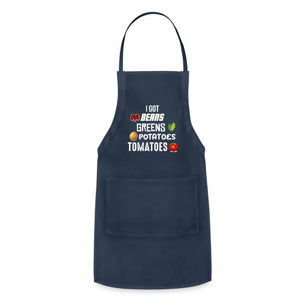 Beans Greens Potatoes Thanksgiving Song Apron - Adjustable Apron