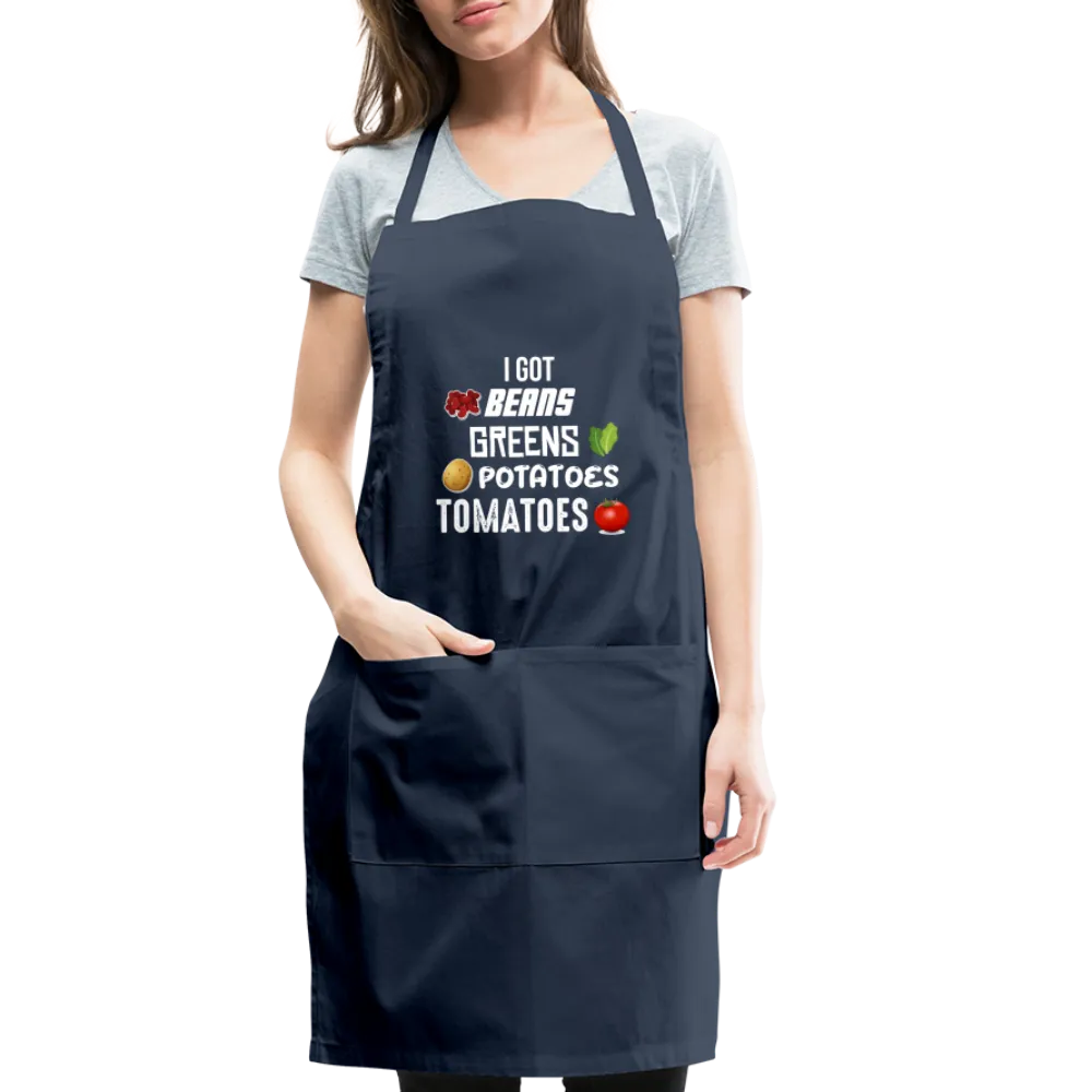 Beans Greens Potatoes Thanksgiving Song Apron - Adjustable Apron