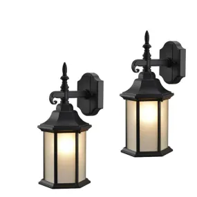 Black Outdoor Patio / Porch Exterior Light Fixtures - Twin Pack