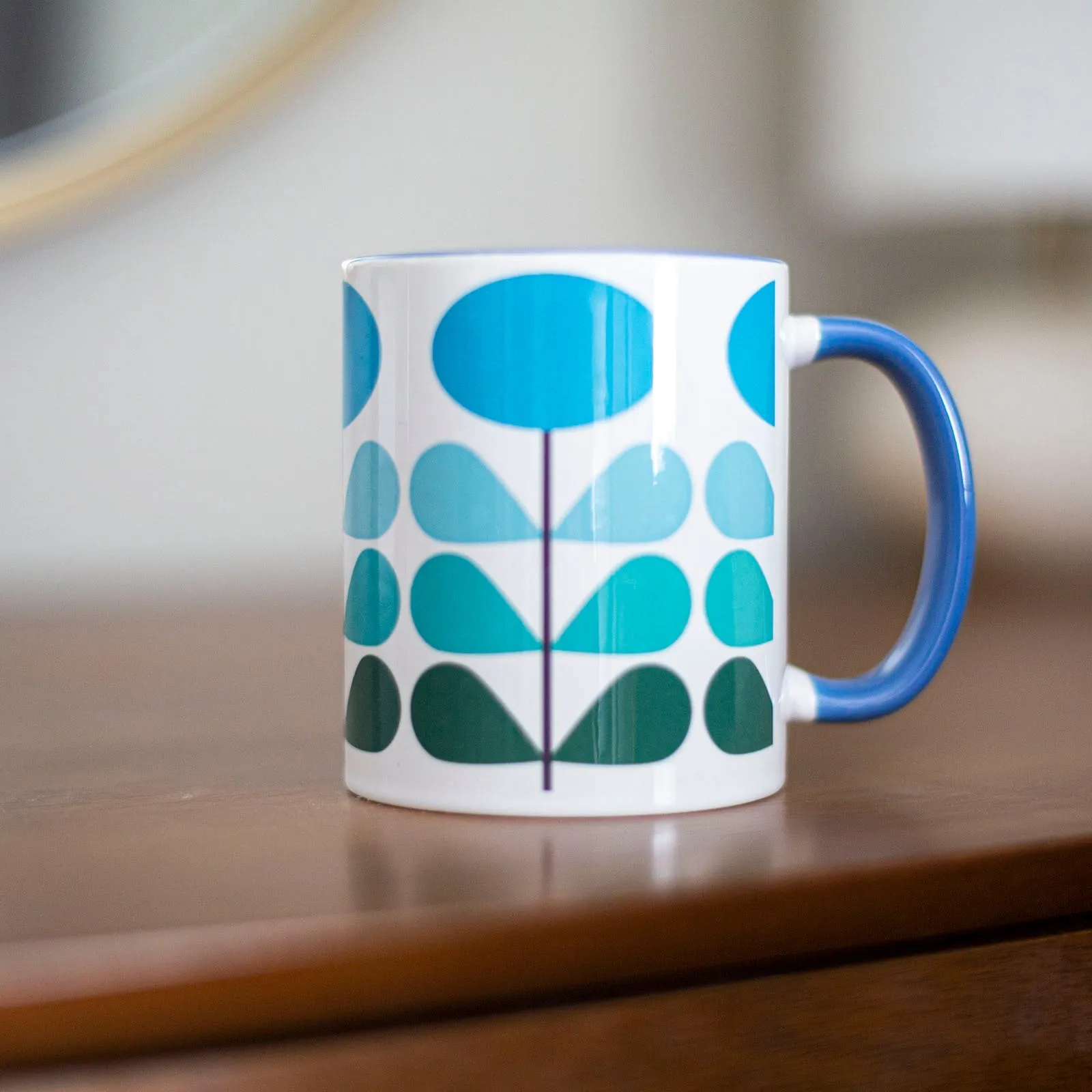 Blue Flower Mid Century Modern Coffee Mug