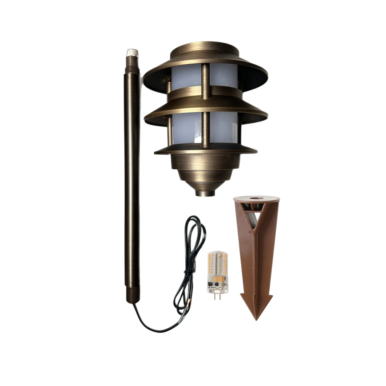 Bougie Solid Cast Brass Pagoda Pathway Light Antique Bronze