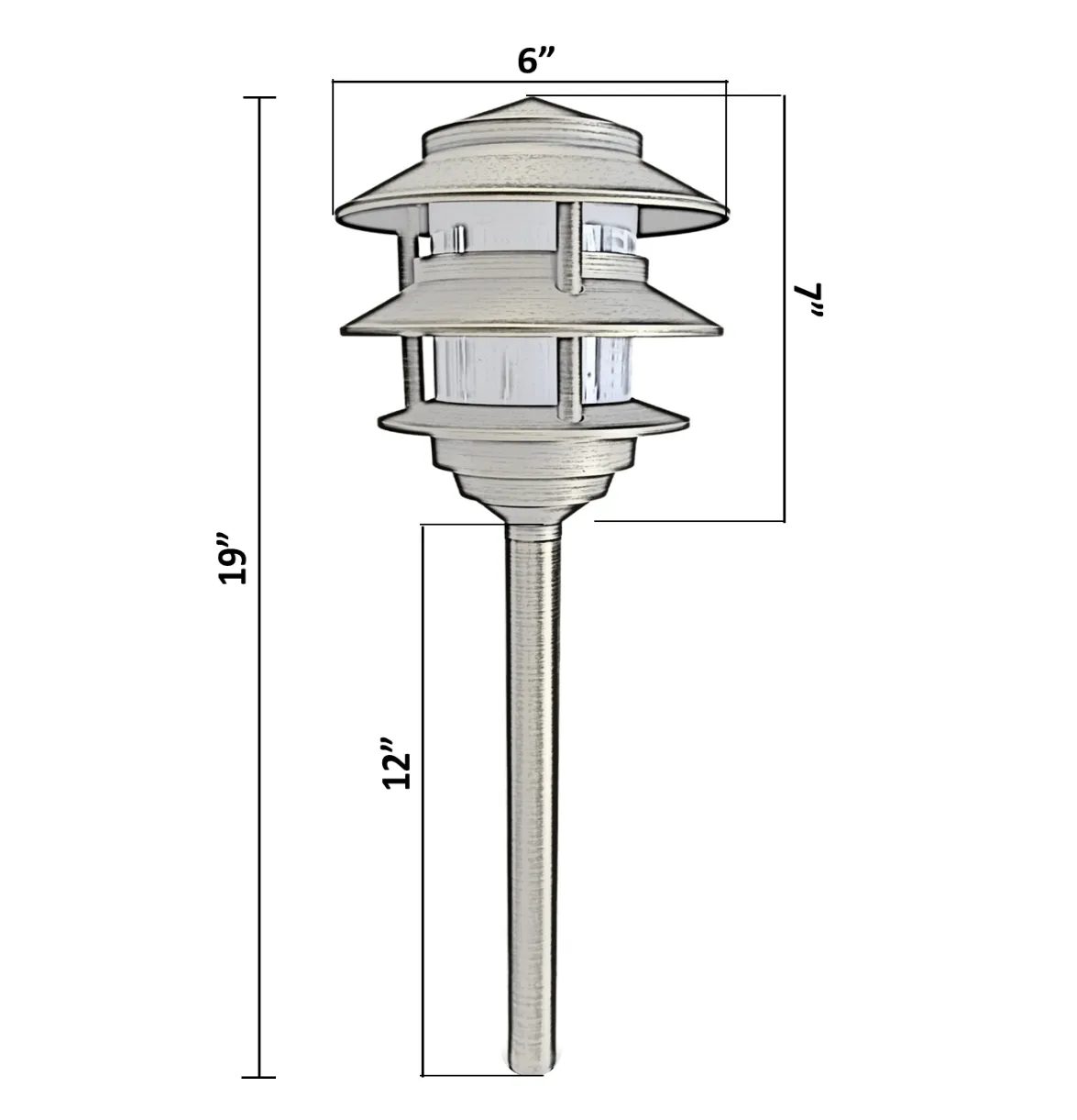 Bougie Solid Cast Brass Pagoda Pathway Light Antique Bronze