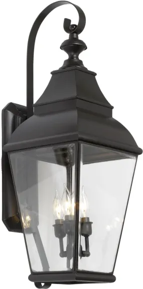 Bristol 3 Light Outdoor Wall Lantern In Charcoal and Beveled Glass