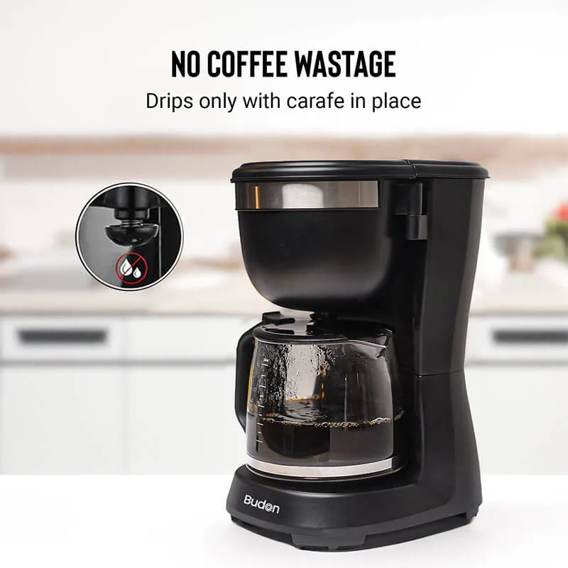 Budan Drip Coffee Maker for Home, 12 Cup Capacity, Borosilicate Glass Carafe