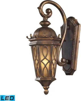 Burlington Junction 1 Light Outdoor Led Sconce In Hazlenut Bronze and Amber Scavo Glass