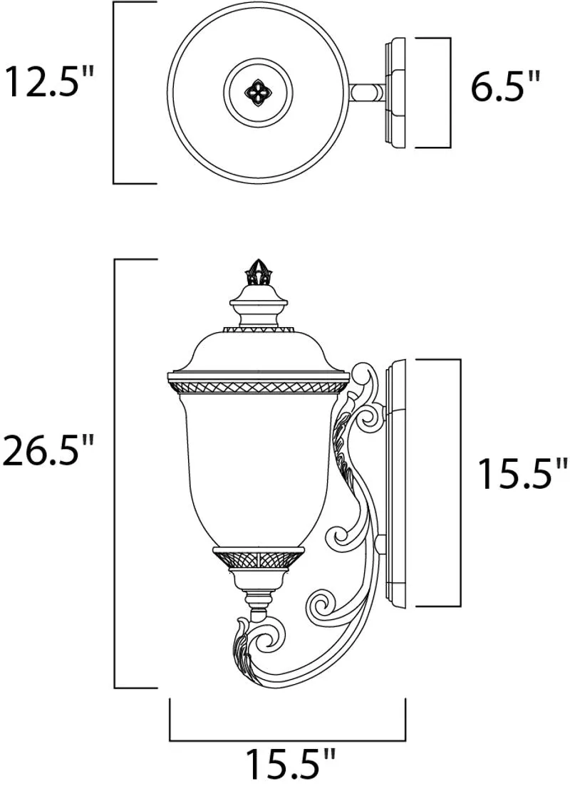 Carriage House DC 12.5" 3 Light Outdoor Wall Mount in Oriental Bronze with 6.5" Backplate