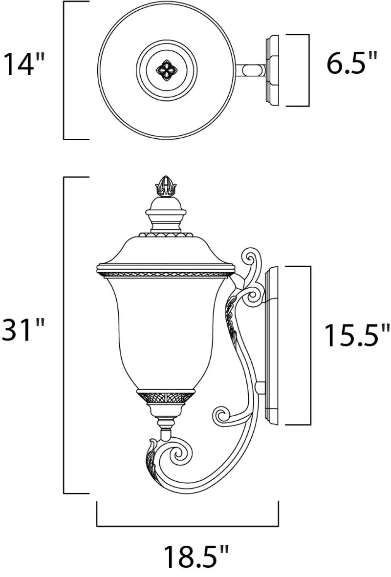 Carriage House DC 14" 3 Light Outdoor Wall Mount in Oriental Bronze