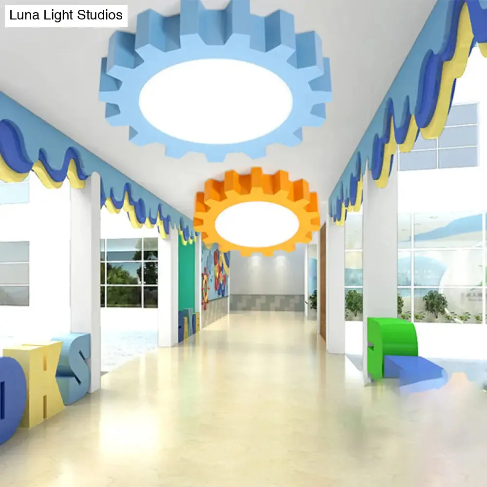 Cartoon LED Ceiling Light for Kindergarten: Metal Gear Ceiling Mount