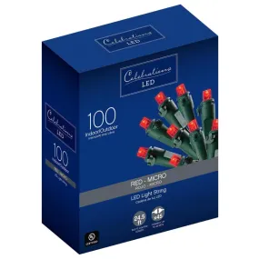 Celebrations LED Micro/5mm Red 100 ct String Christmas Lights 24.5 ft.