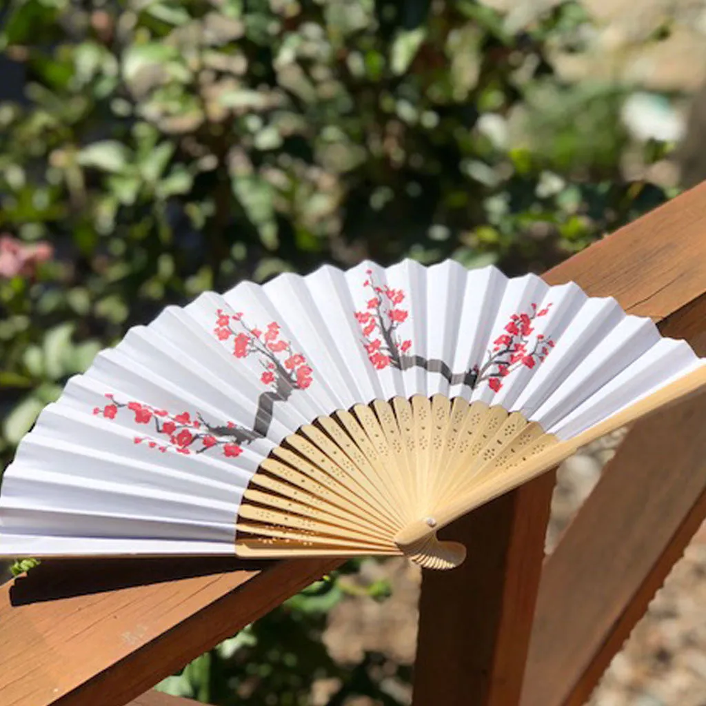 Cherry Blossom White paper fan