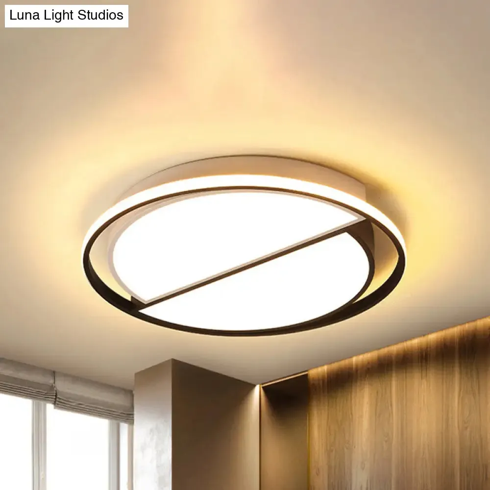 Contemporary Black Metal Flush Mount Lamp with LED Ceiling Fixture for Bedroom, 2 Sizes Available