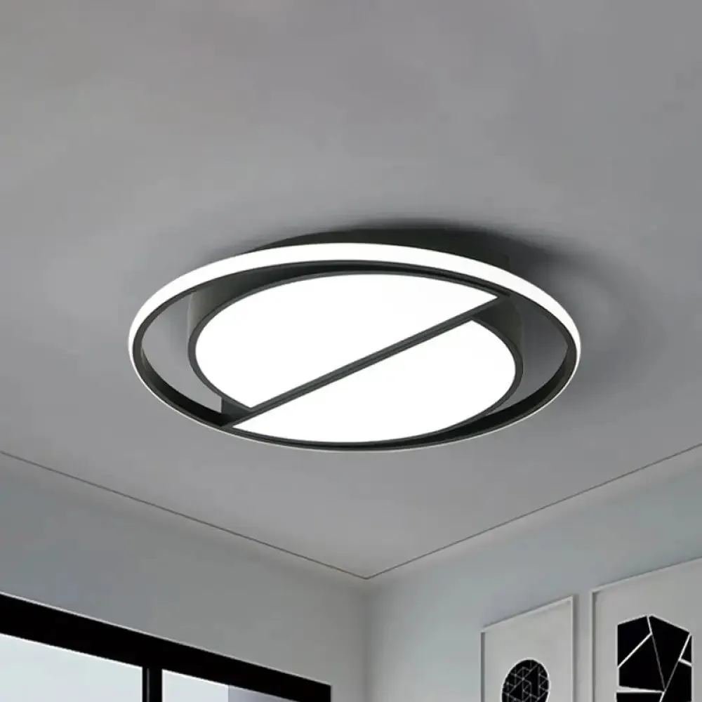 Contemporary Black Metal Flush Mount Lamp with LED Ceiling Fixture for Bedroom, 2 Sizes Available