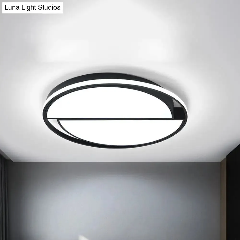 Contemporary Black Metal Flush Mount Lamp with LED Ceiling Fixture for Bedroom, 2 Sizes Available