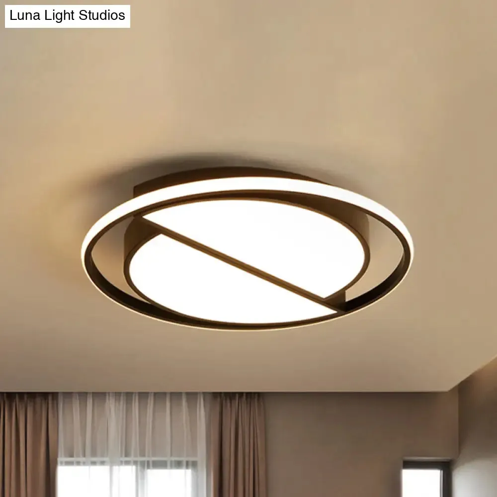 Contemporary Black Metal Flush Mount Lamp with LED Ceiling Fixture for Bedroom, 2 Sizes Available