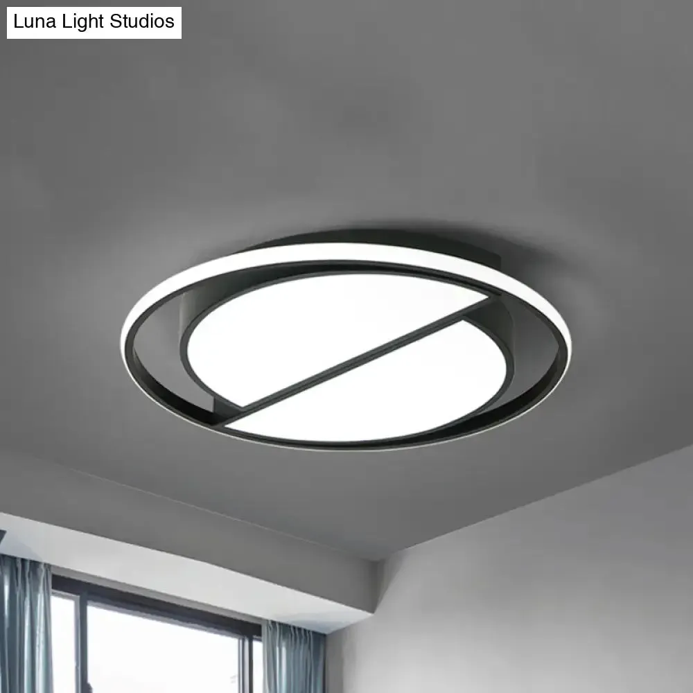 Contemporary Black Metal Flush Mount Lamp with LED Ceiling Fixture for Bedroom, 2 Sizes Available