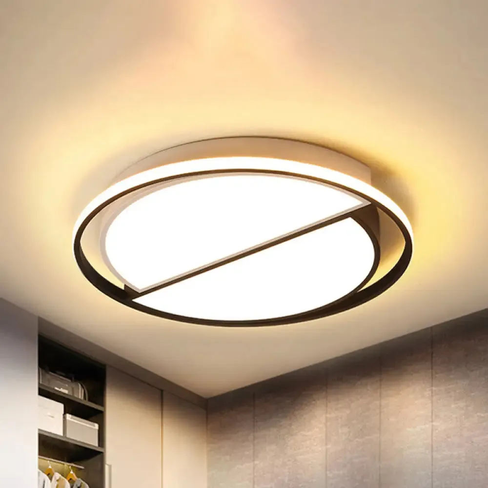 Contemporary Black Metal Flush Mount Lamp with LED Ceiling Fixture for Bedroom, 2 Sizes Available