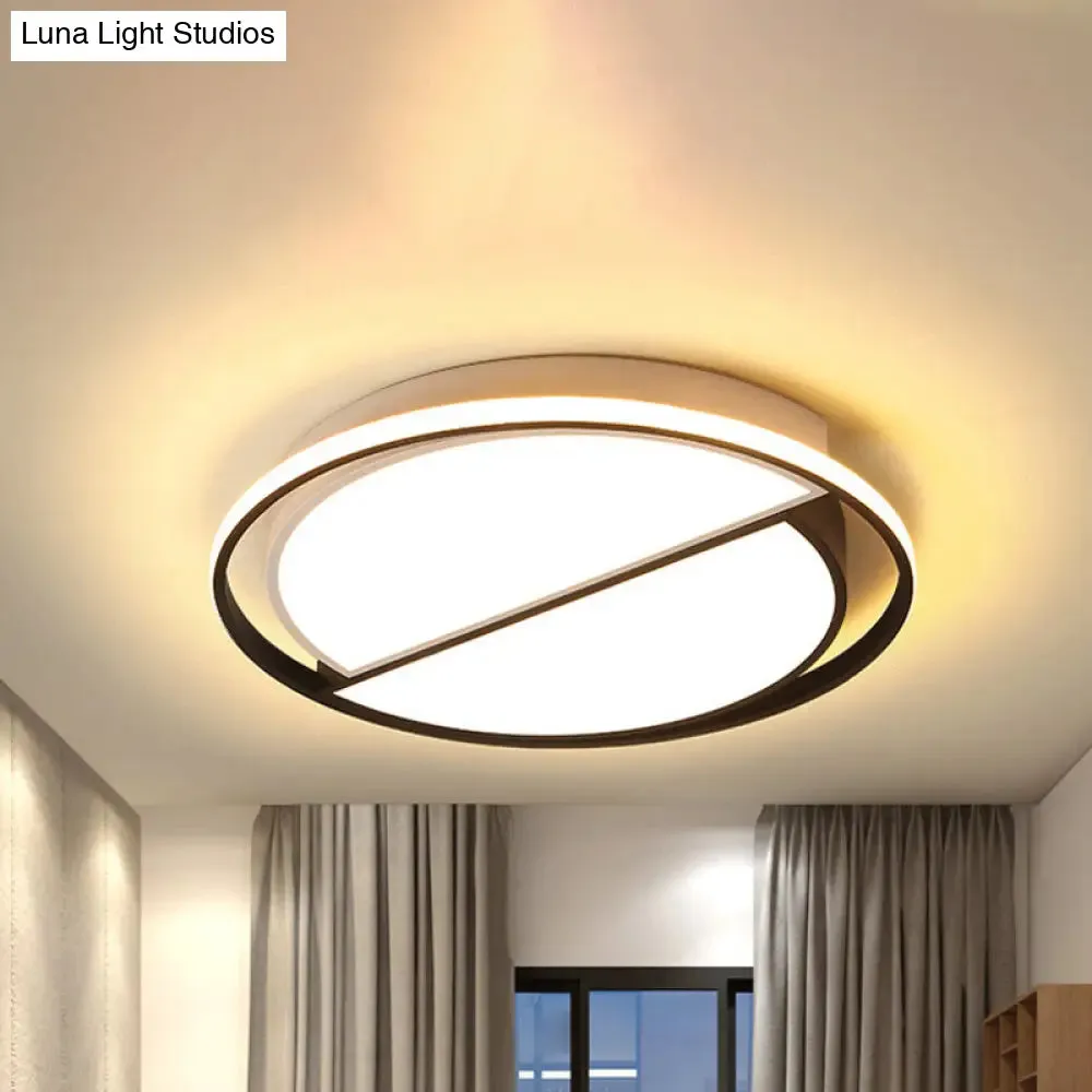 Contemporary Black Metal Flush Mount Lamp with LED Ceiling Fixture for Bedroom, 2 Sizes Available