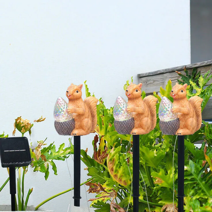 Contemporary Creative Resin Squirrel LED Solar Waterproof Lawn Landscape Insert Light For Outdoor Patio