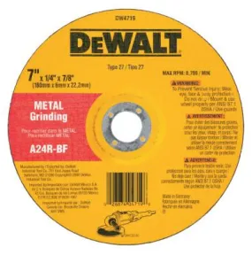 DeWalt® Type 27 Depressed Center Wheels, 7 X 1/4 X 7/8, A24R Grit, Aluminum Oxide, DW4719