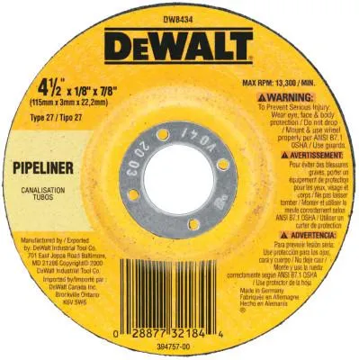 DeWalt® Type 27 Depressed Center Wheels, 7 X 1/8 X 5/8"-11, A24R Grit, Aluminum Oxide, DW8437