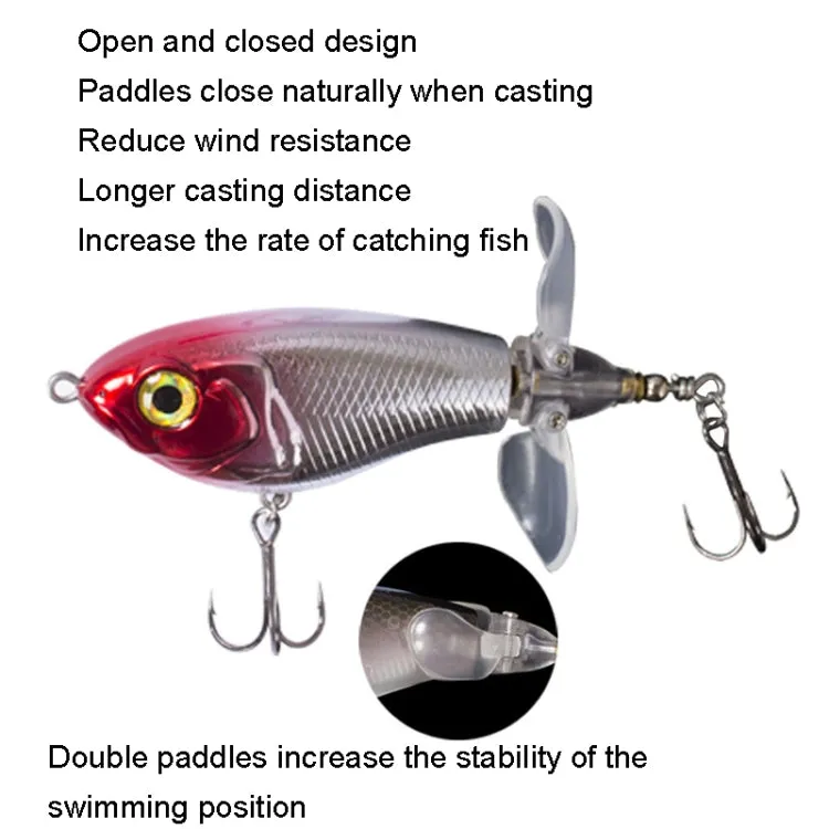 DF065 9g Double Paddle Tractor Surface Tether Roadrunner Fake Lure Long-distance Casting Lure(Red Head Silver)