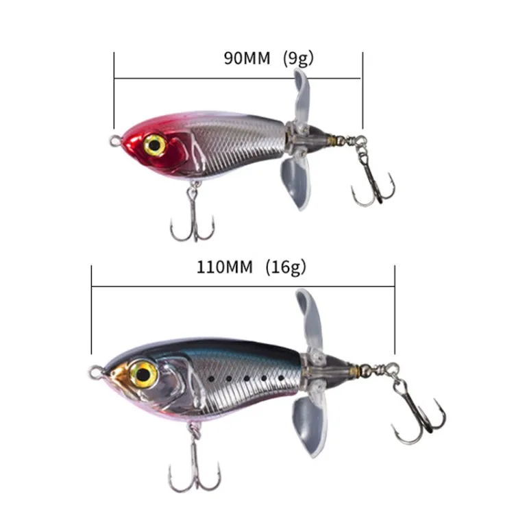 DF065 9g Double Paddle Tractor Surface Tether Roadrunner Fake Lure Long-distance Casting Lure(Red Head Silver)