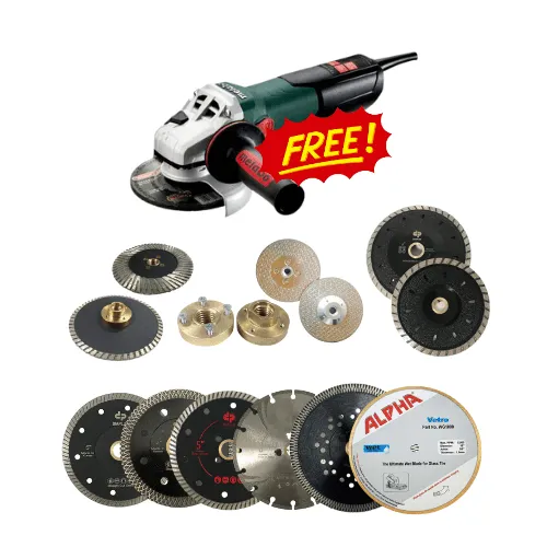 Diamond Blades Bundle   Free Metabo Variable Speed Grinder