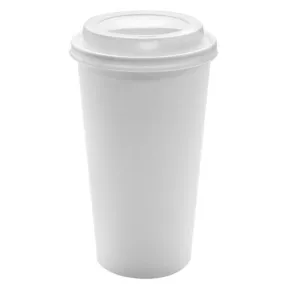 Disposable Paper Coffee Cups with Lids - 20 oz   White Dome Sipper Lids (90mm)