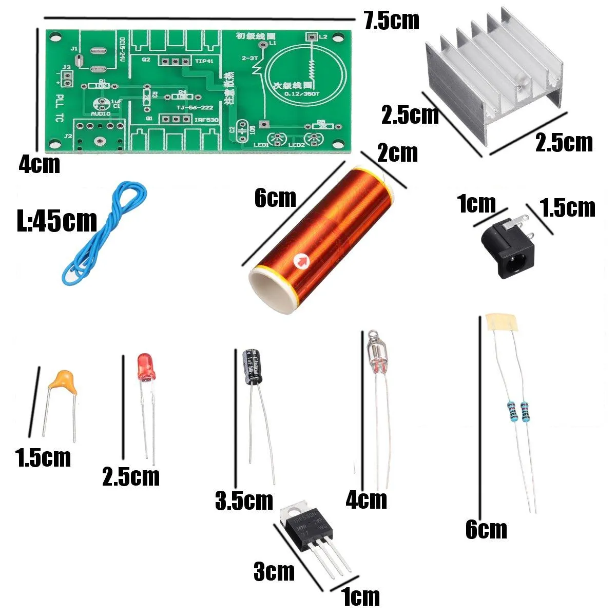 DIY Mini Tesla Coil Kit (x3) Module, Plasma Speaker Electronic Kit, 15W DC 15-24V 2A , Great Educational Toy